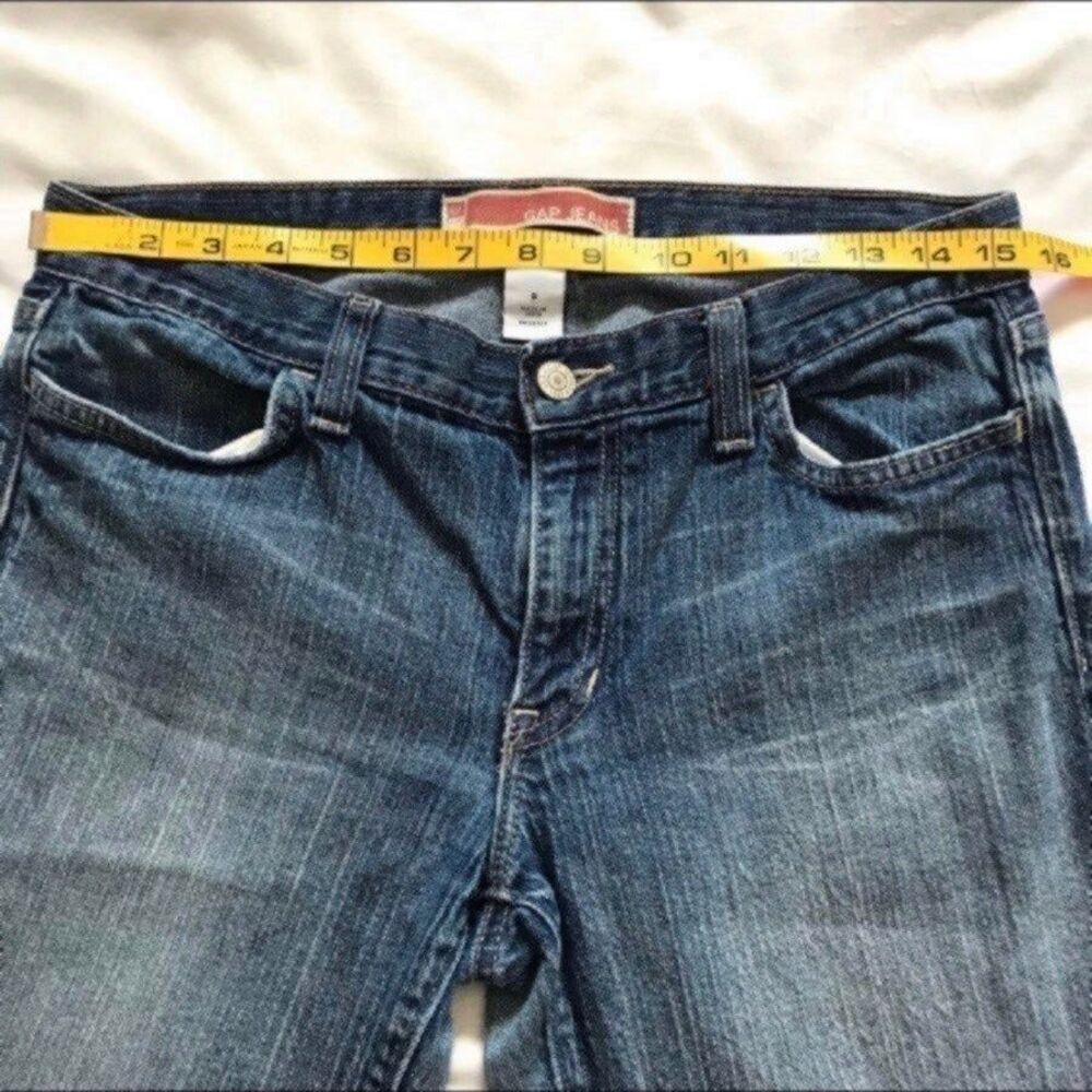 GAP Jeans Crop Capri Womens Sz 8 Denim Blue Jeans Stretch Triangle Flap Pockets - Picture 5 of 10